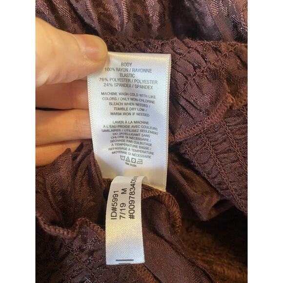 Express Blouse Womens Medium Chocolate Brown Burnout Leopard Dinner Party Shirt - Picture 6 of 12